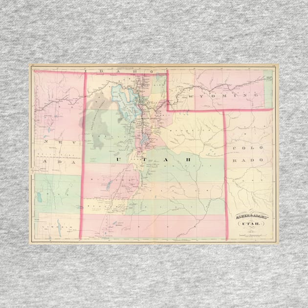 Vintage Map of Utah (1874) by Bravuramedia